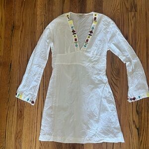 Ligne KIWI White Dress with Colorful Embellishments